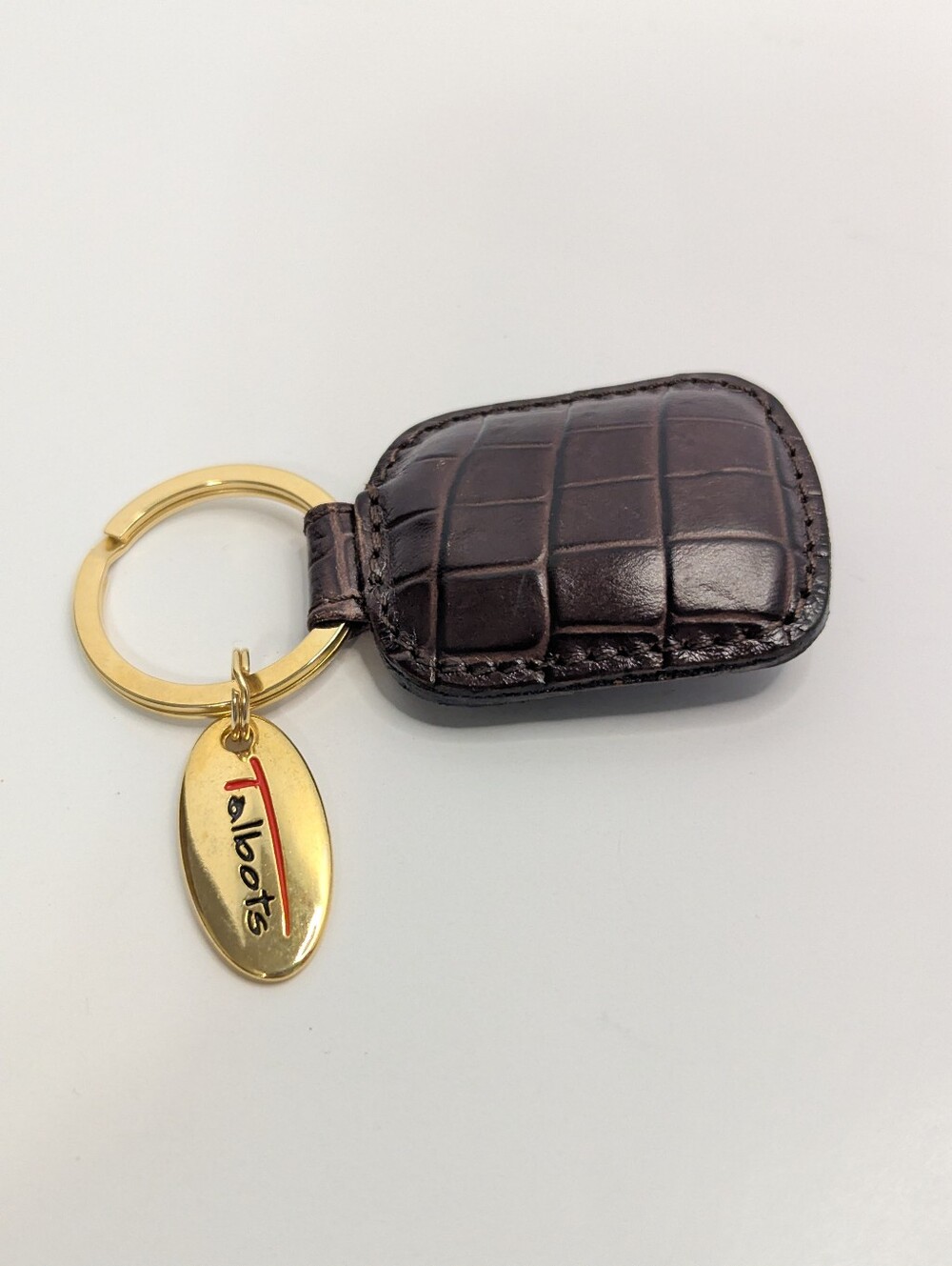 Talbot’s Key Ring with Charm Brown Faux Leather Gold-tone Ring and Charm Vintage